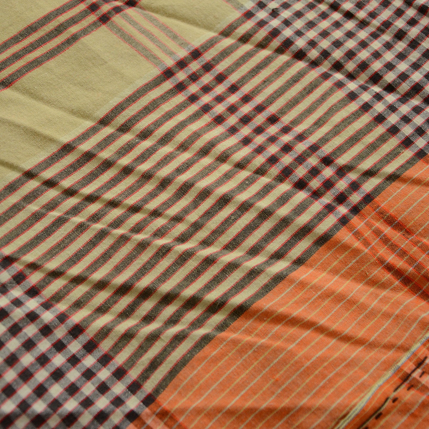 Japanese Fabric Cotton Vintage Scraps Futon Cover Checkered Pattern Textile
