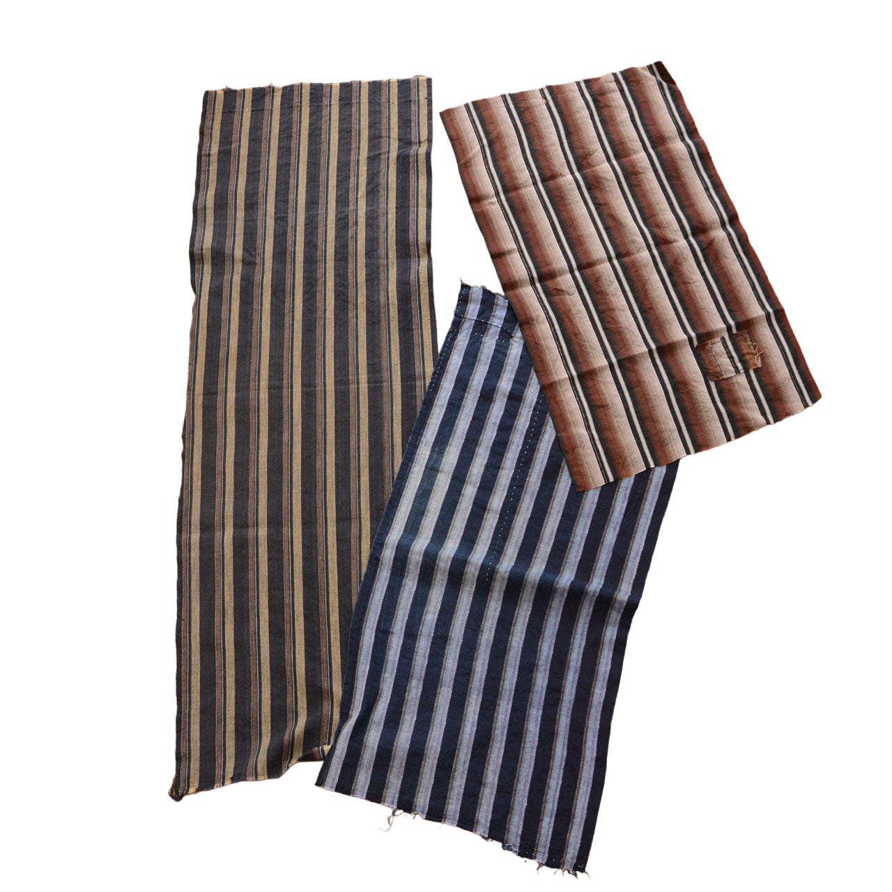 Three-piece set of striped cotton fabric for quilting and textile art