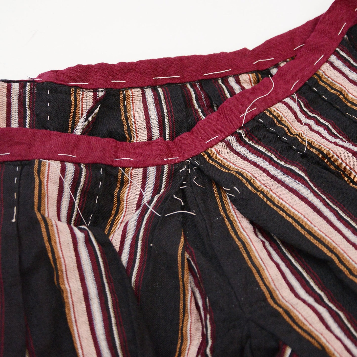 Monpe Pants Noragi Japanese Fabric Vintage Cotton Black Stripe Pattern Double Knee