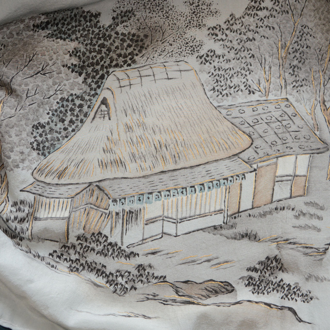 Haori Kimono with Inner Artwork Depicting Japanese Scenes – Showa Era