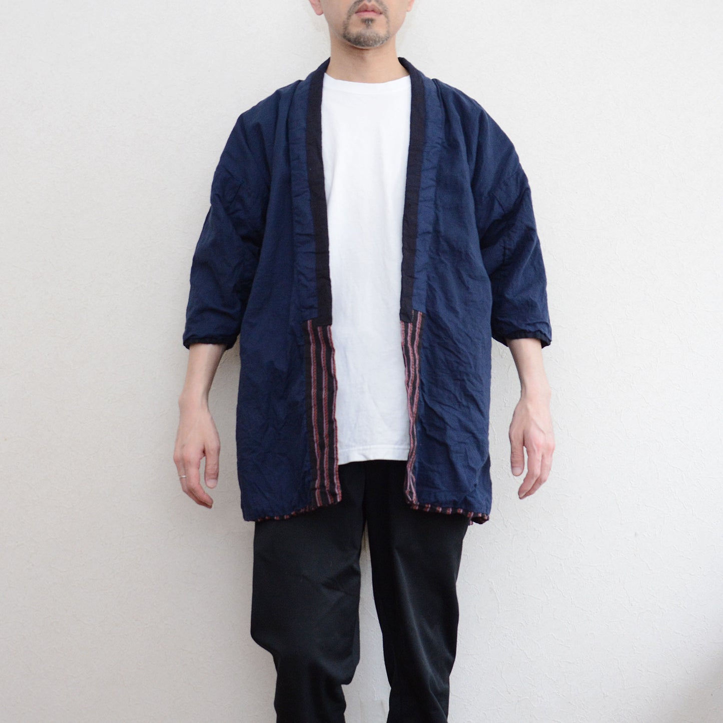 Noragi Antique Kimono Jacket Japanese Fabric Cotton Vintage Stripe Pattern