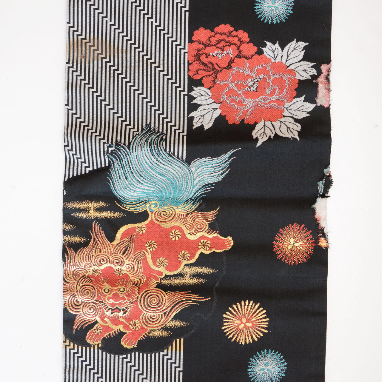 Vintage Japanese Nagoya obi textile with traditional patterned surface
