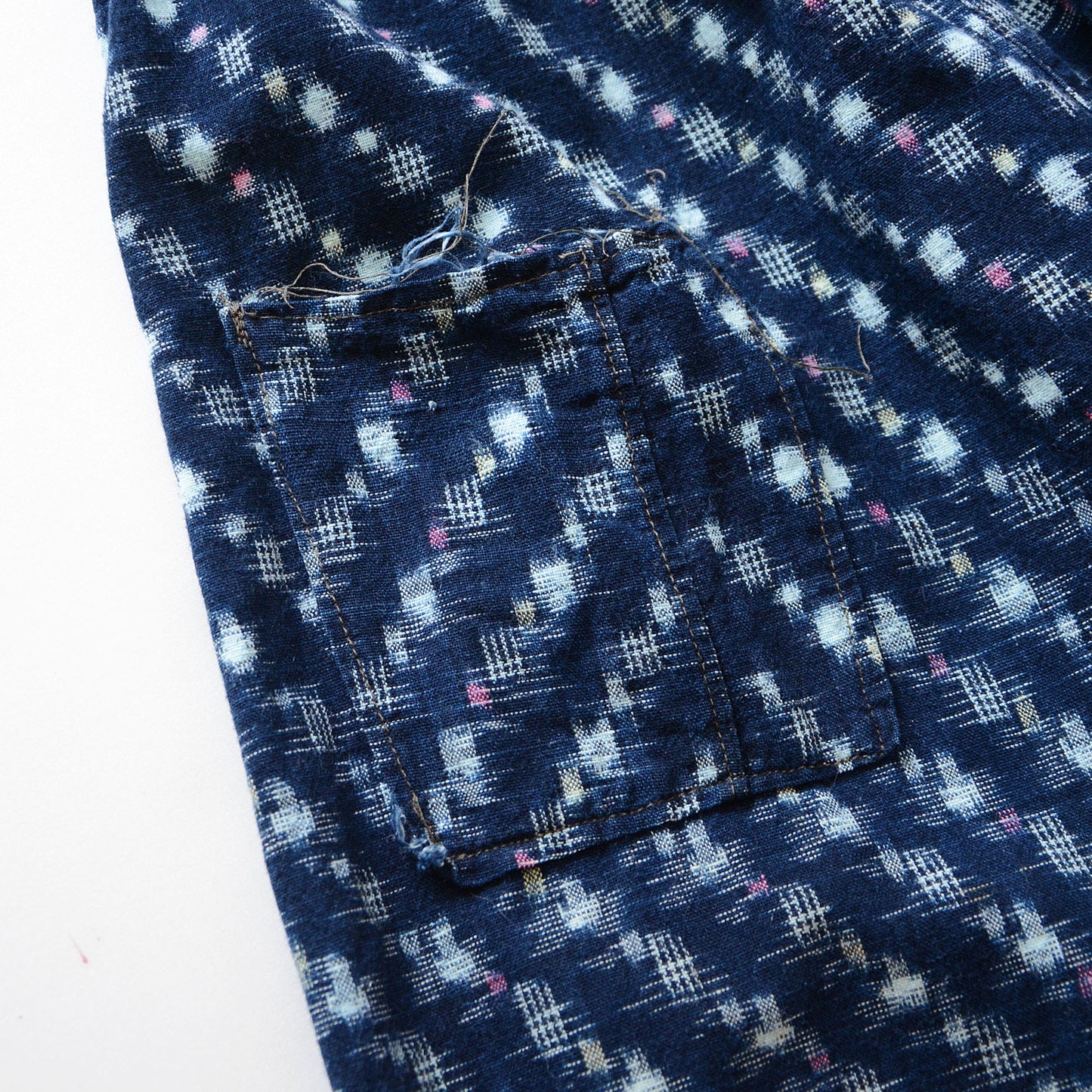 Monpe Pants Noragi Japanese Fabric Vintage Indigo Kasuri Pattern