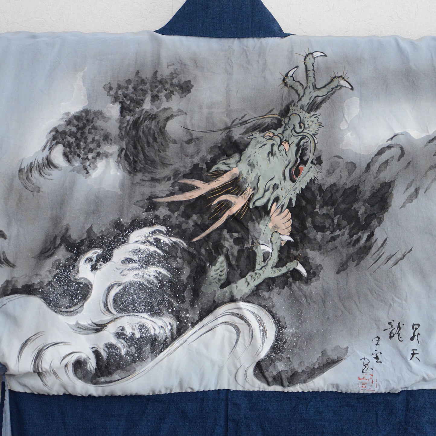 Haori Kimono Japanese For Men Vintage Jacket Dragon Painting