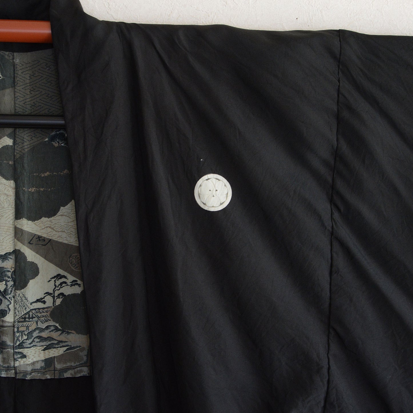 Black Haori Jacket Kimono Japane Vintage Montsuki Nihonga Art