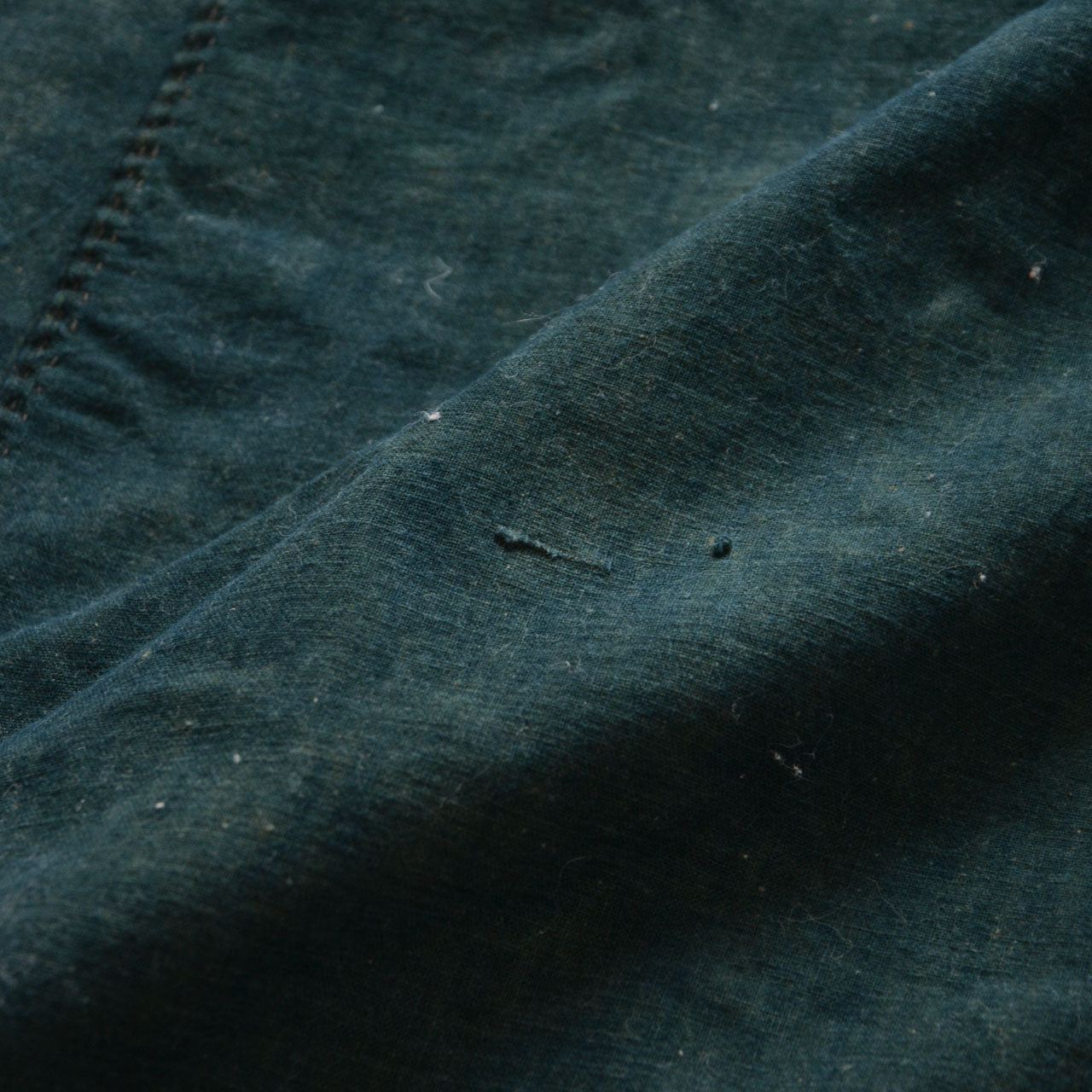 Rare large antique furoshiki, indigo cotton with kanji, early Showa collectible