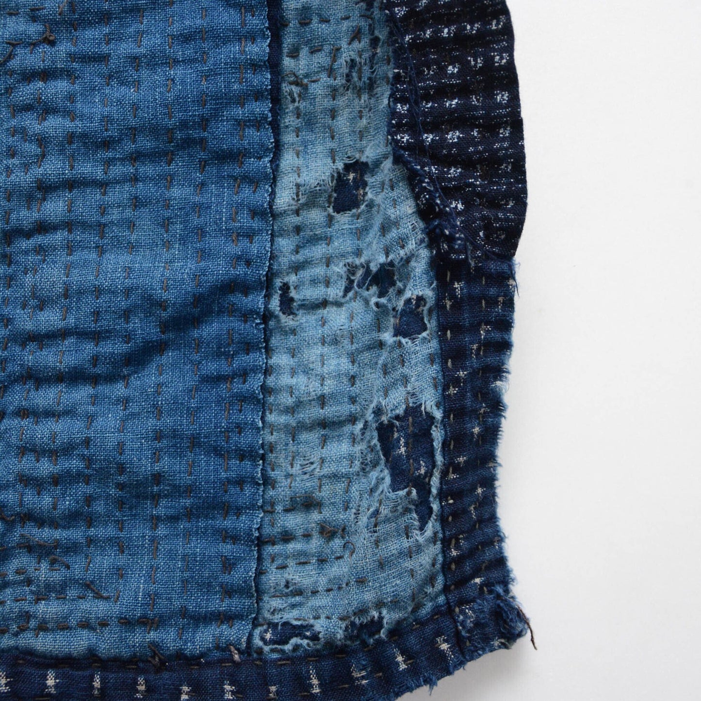 boro sashiko noragi jacket indigo kasuri fabric crazy pattern kimono cotton japan vintage