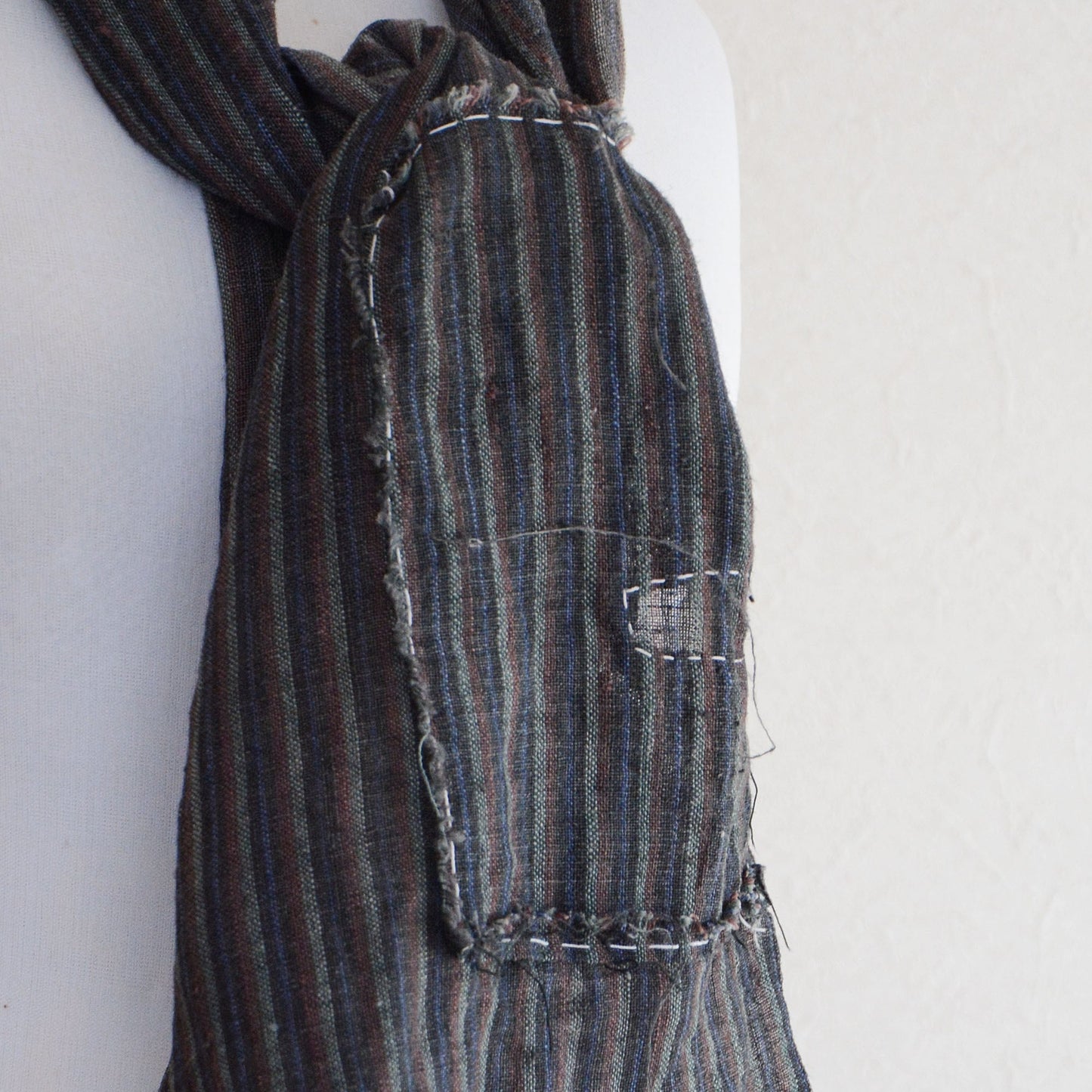 Boro Fabric Japan Vintage Scraps Aizu Momen Cotton Stripe Pattern Textile