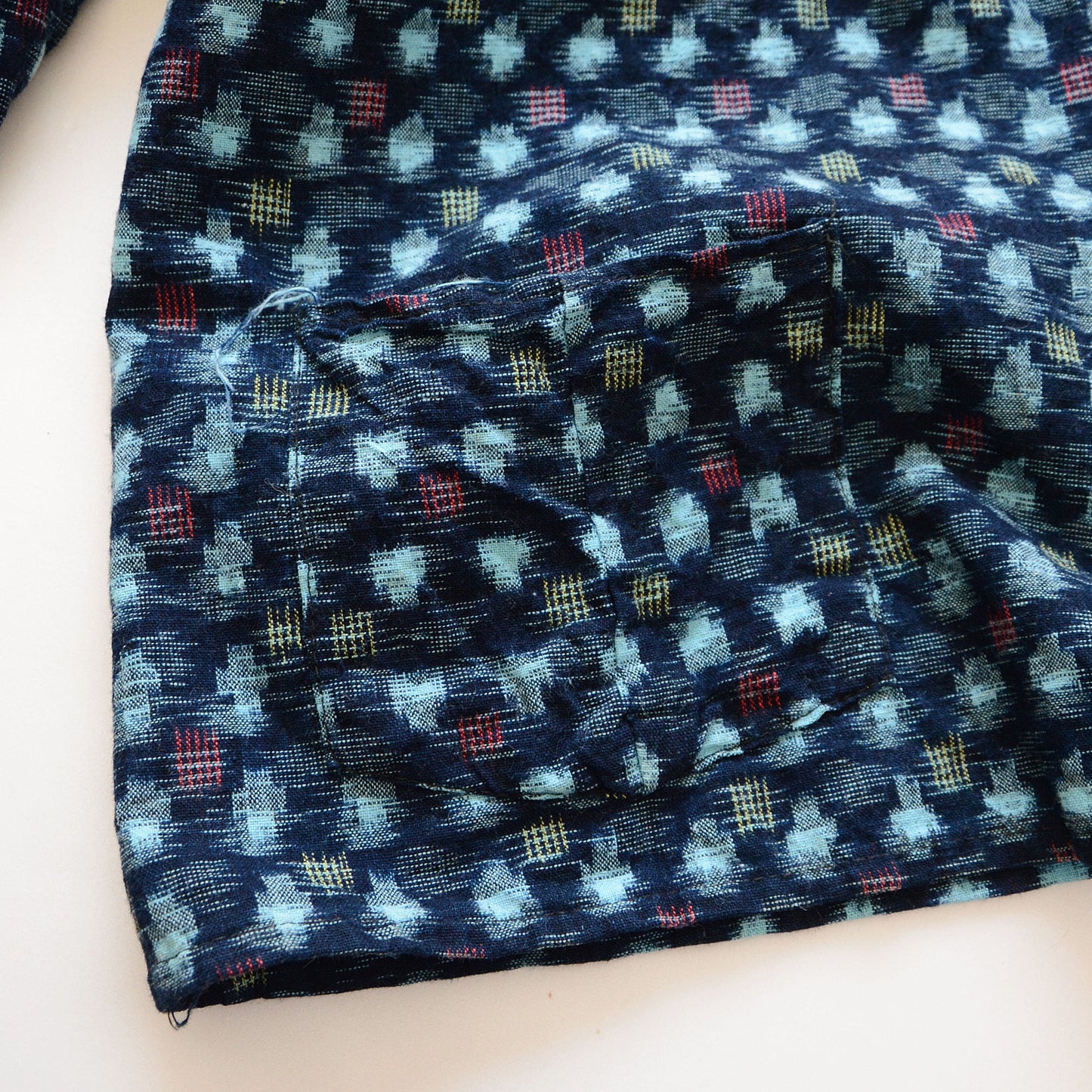 Kasuri Fabric Shirt Cotton Japanese Indigo Aizome Vintage