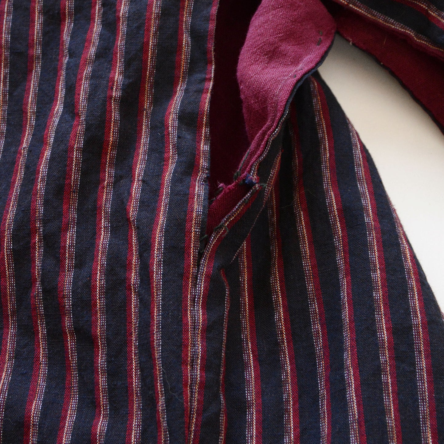 Noragi Antique Kimono Jacket Japanese Fabric Cotton Vintage Shima Stripe Pattern Sashiko