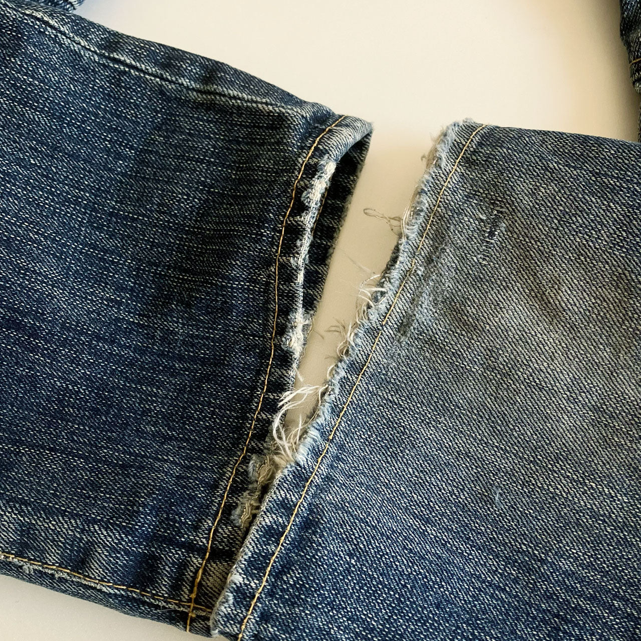 Y2K archive denim pants with layered look