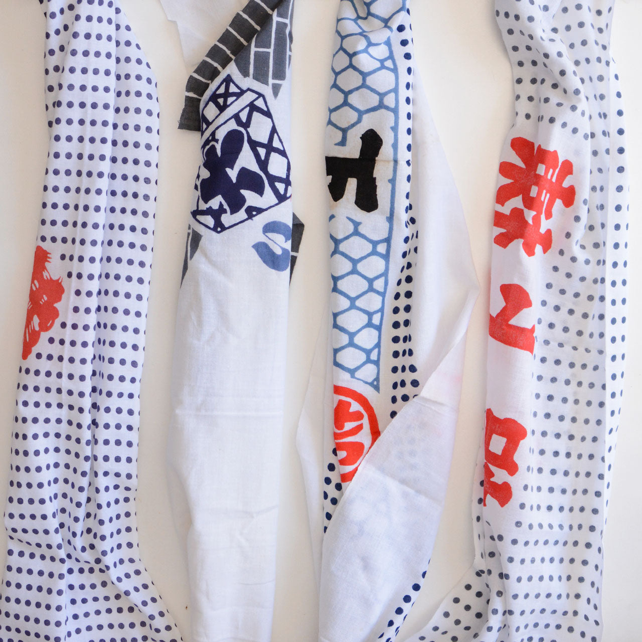 Japanese tenugui with nostalgic festival and shop motifs