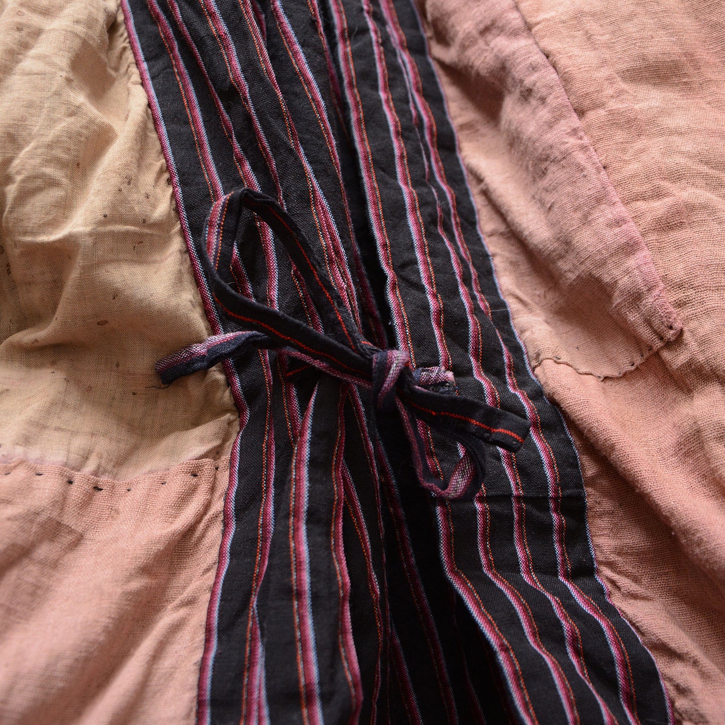 Boro Noragi Antique Kimono Jacket Japanese Fabric Cotton Vintage Stripe Pattern Crazy Patchwork Fade