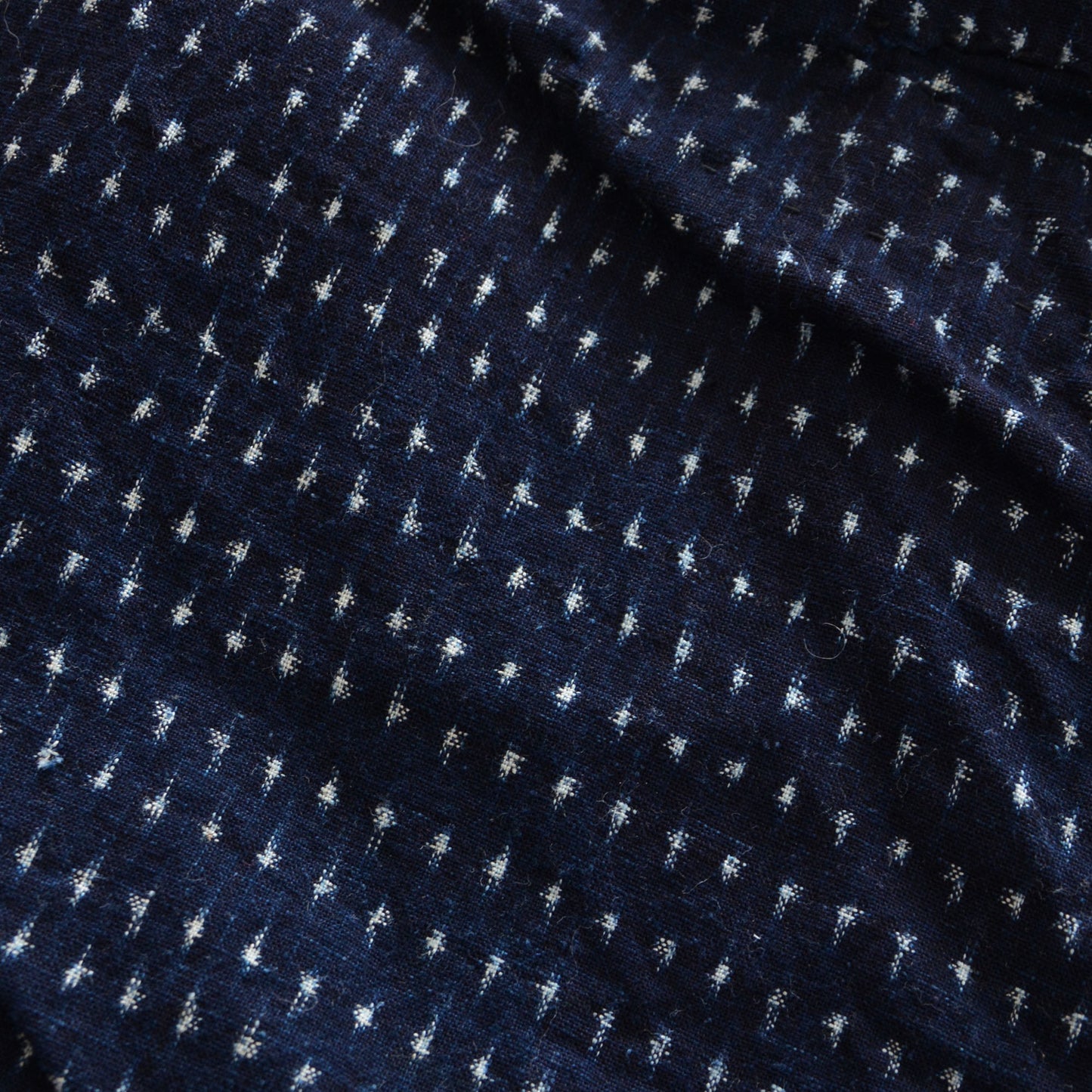 Japanese Apron Maekake Wrap Skirt Indigo Mosquito Kasuri Pattern Stripe Vintage Fabric Cotton Boro