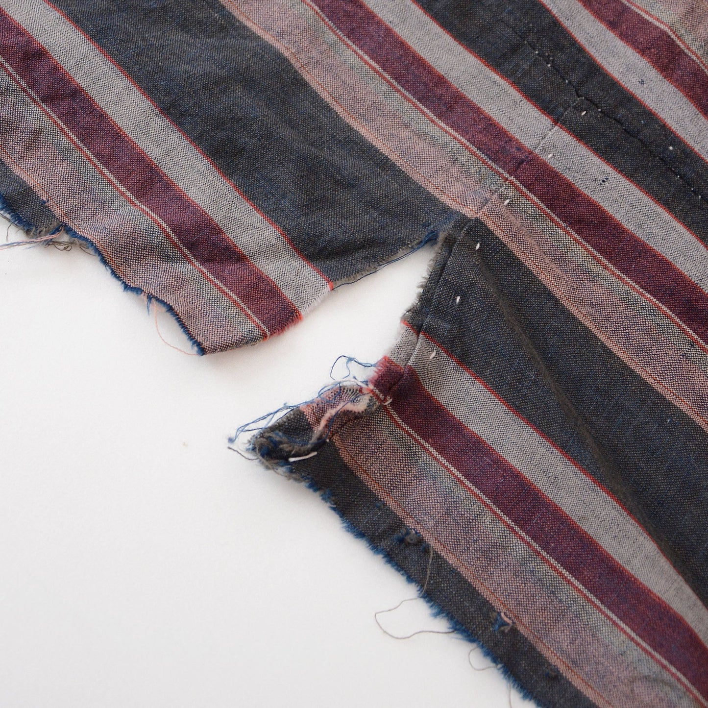 Boro Fabric Japan Vintage Cotton Indigo Stripe Pattern Textile Hand Stitching