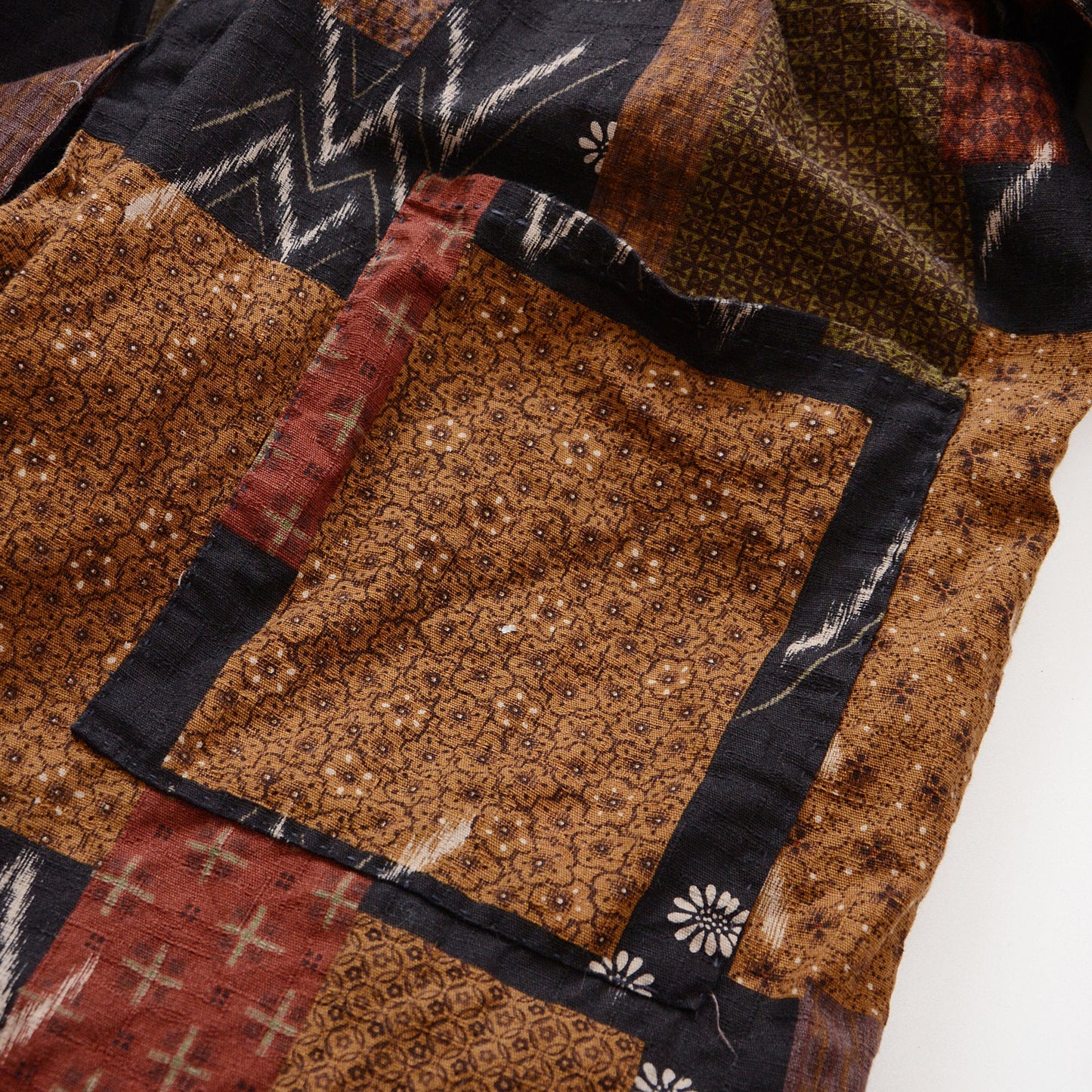 Samue Jacket Haori Kimono Cotton Batik-Like Pattern Japanese Fabric Vintage
