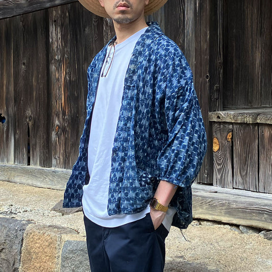 Vintage Boro Noragi jacket with indigo patchwork details