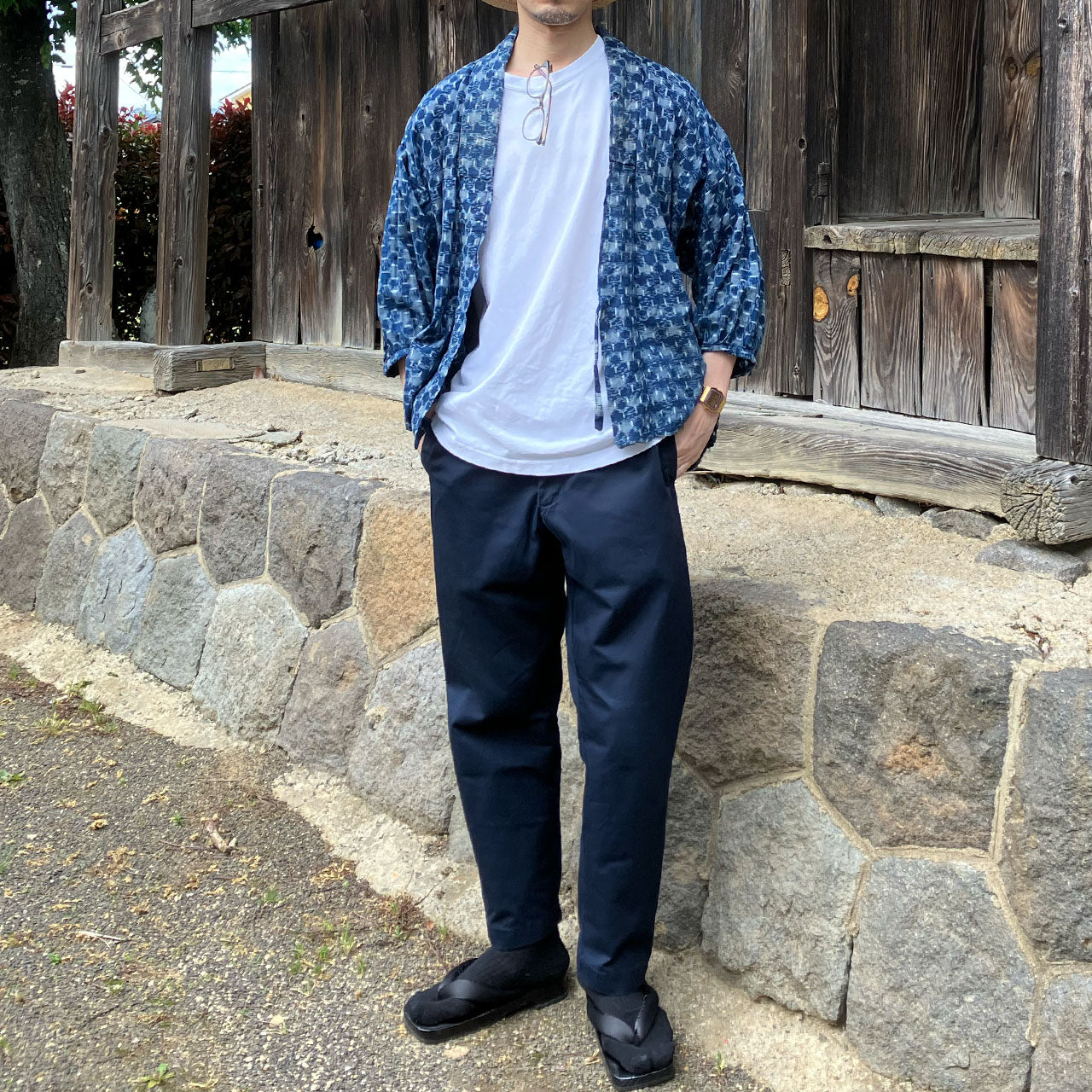Timeless Boro Noragi kimono jacket with intricate indigo patchwork