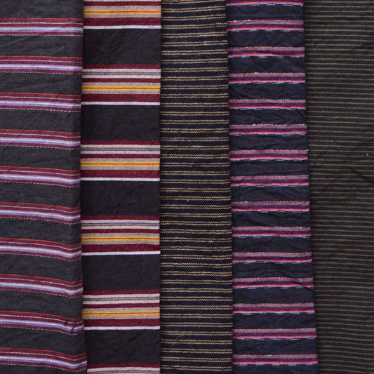 Vintage Japanese Cotton Stripe Fabric – 5 Unique Pieces for Creative Projects B17