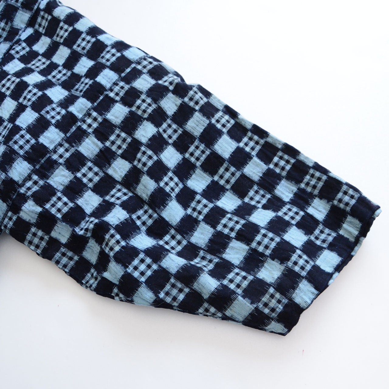 Vintage Japanese haori, indigo kasuri plaid cotton, antique textile circa early Showa era