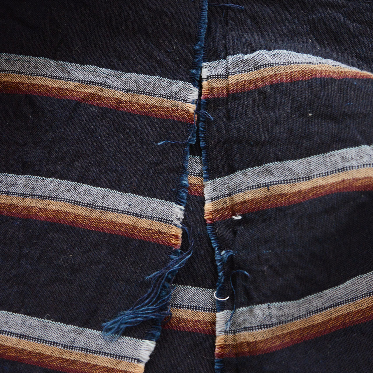 Aizome indigo stripe fabric — 42×145cm, early Showa period cotton