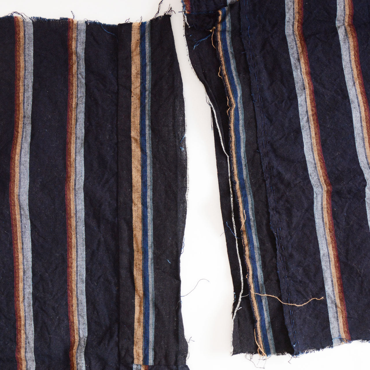 Japanese antique aizome fabric — indigo stripe, cotton, Showa era