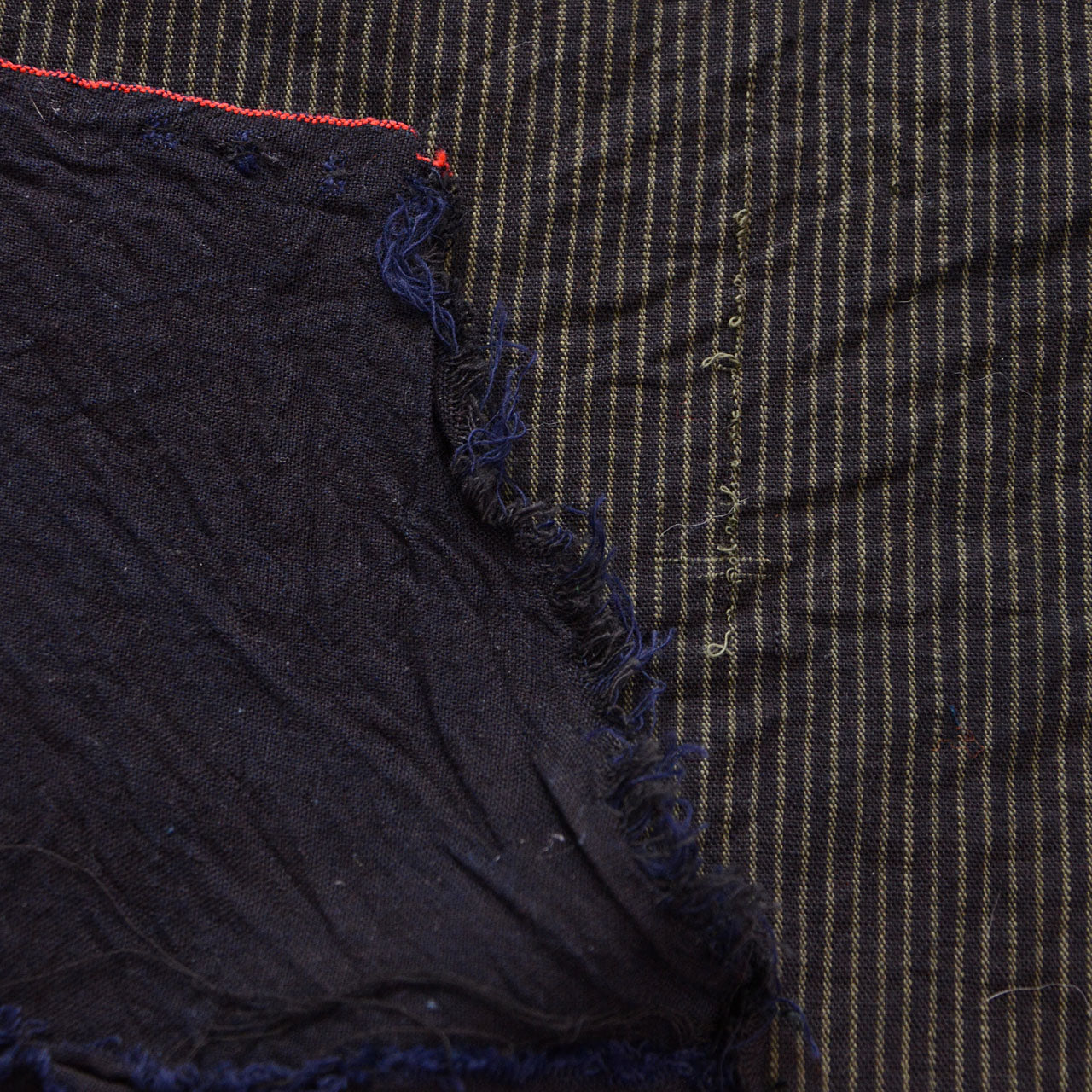 Set of 5 Japanese textile scraps featuring stripes, indigo-dyed kasuri, and plain cotton