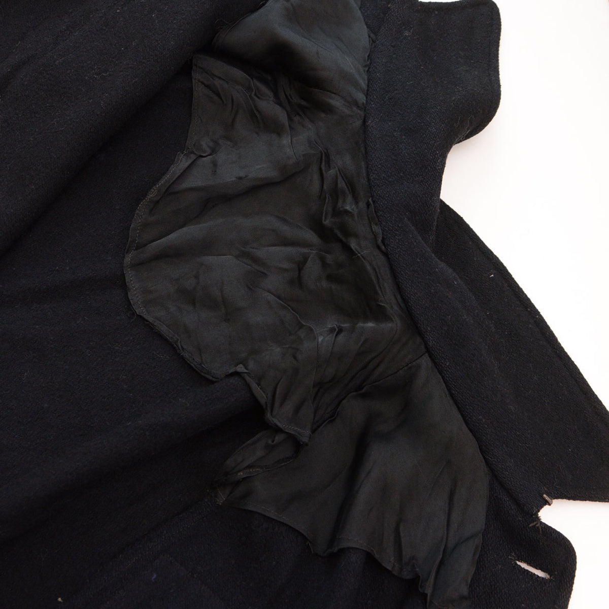 Black lining inside Japanese vintage wool Bankara mantle