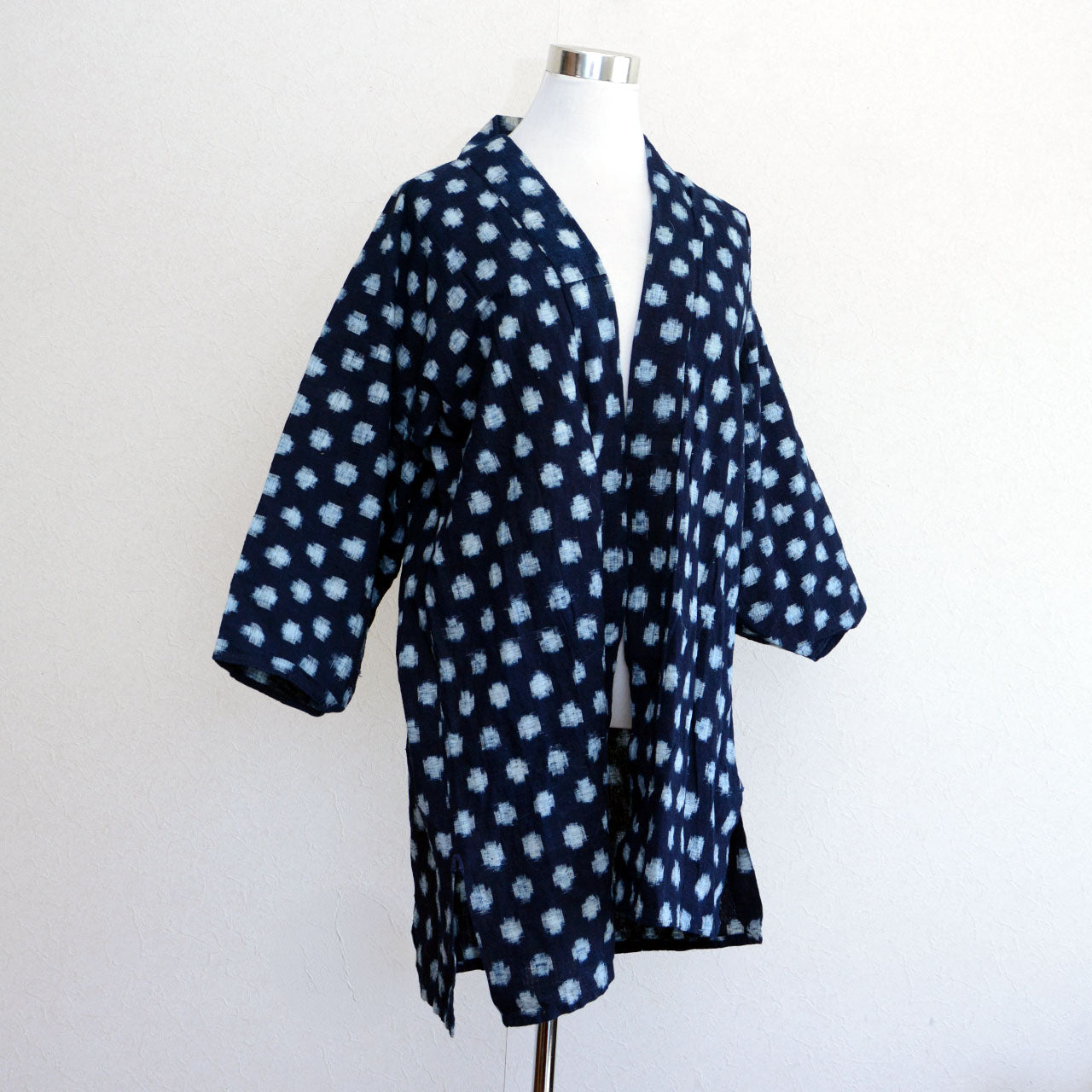 Indigo-dyed Mid Showa noragi jacket featuring rare Botayuki snow pattern