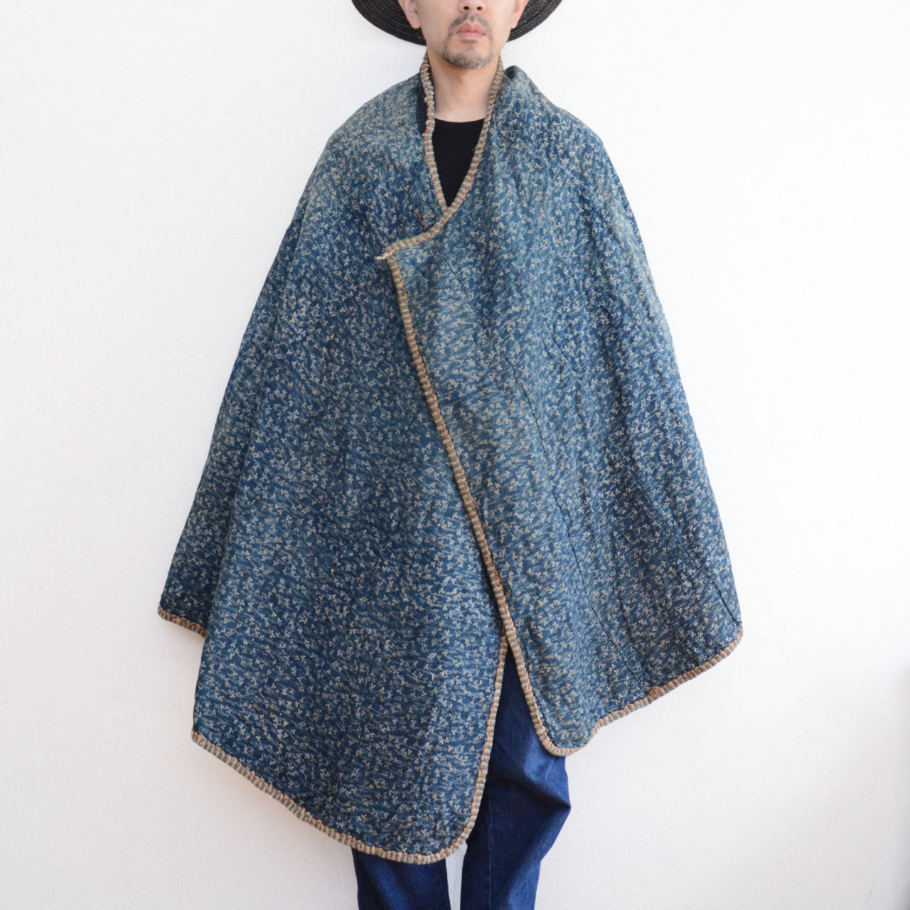 An antique Japanese indigo cotton dochu kappa garment.