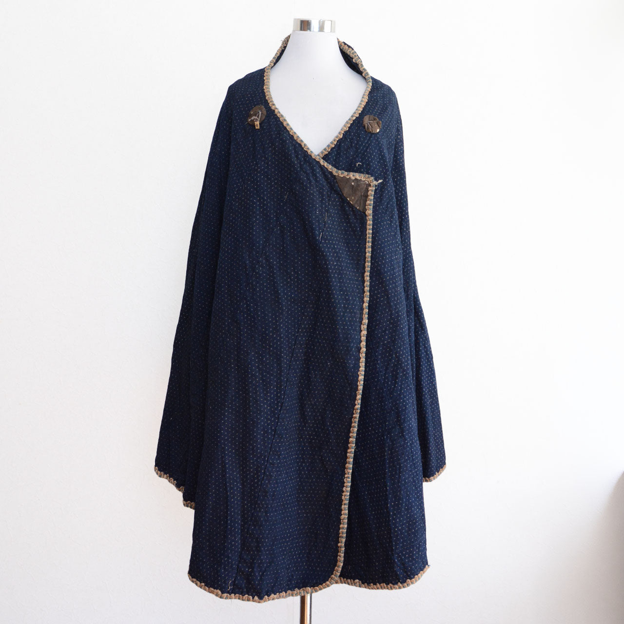 A traditional Japanese dochu kappa made of indigo-dyed cotton.