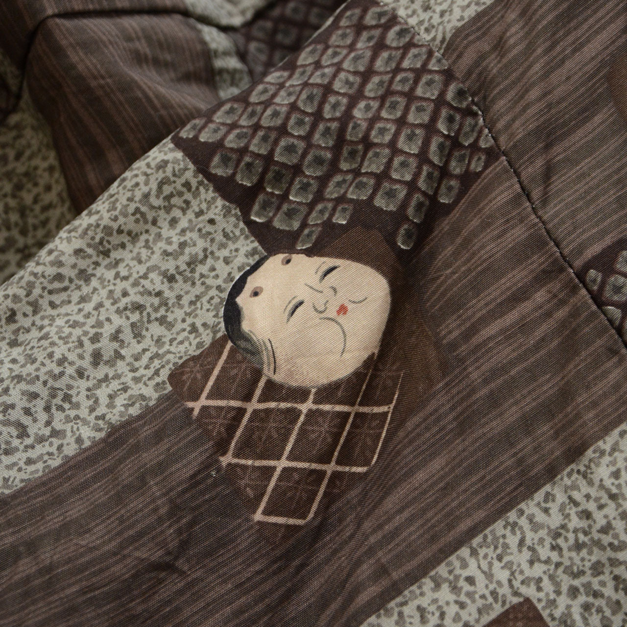 1970s Japanese kimono with bold folklore-inspired design