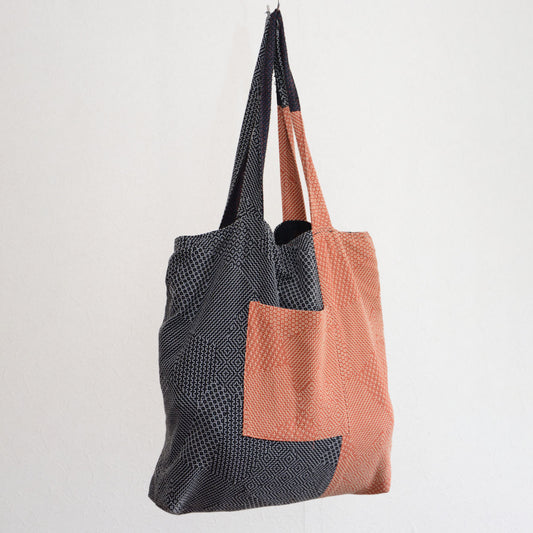 Handmade Japanese sashiko cotton tote bag
