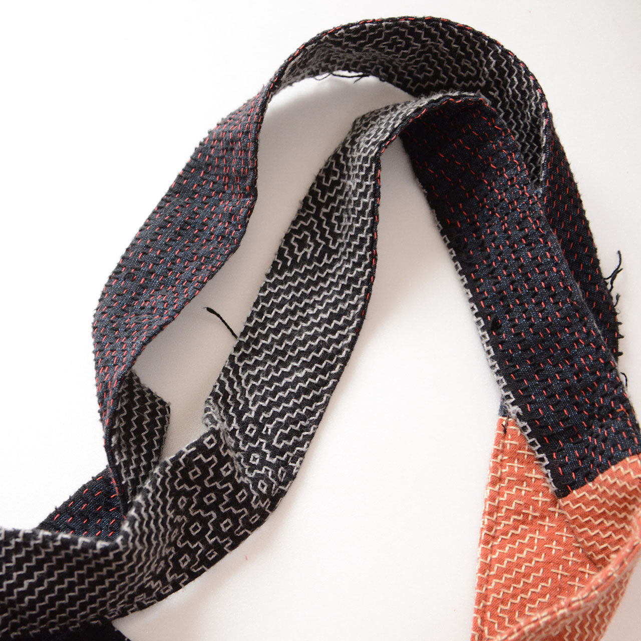 Cotton tote bag with sashiko stitching
