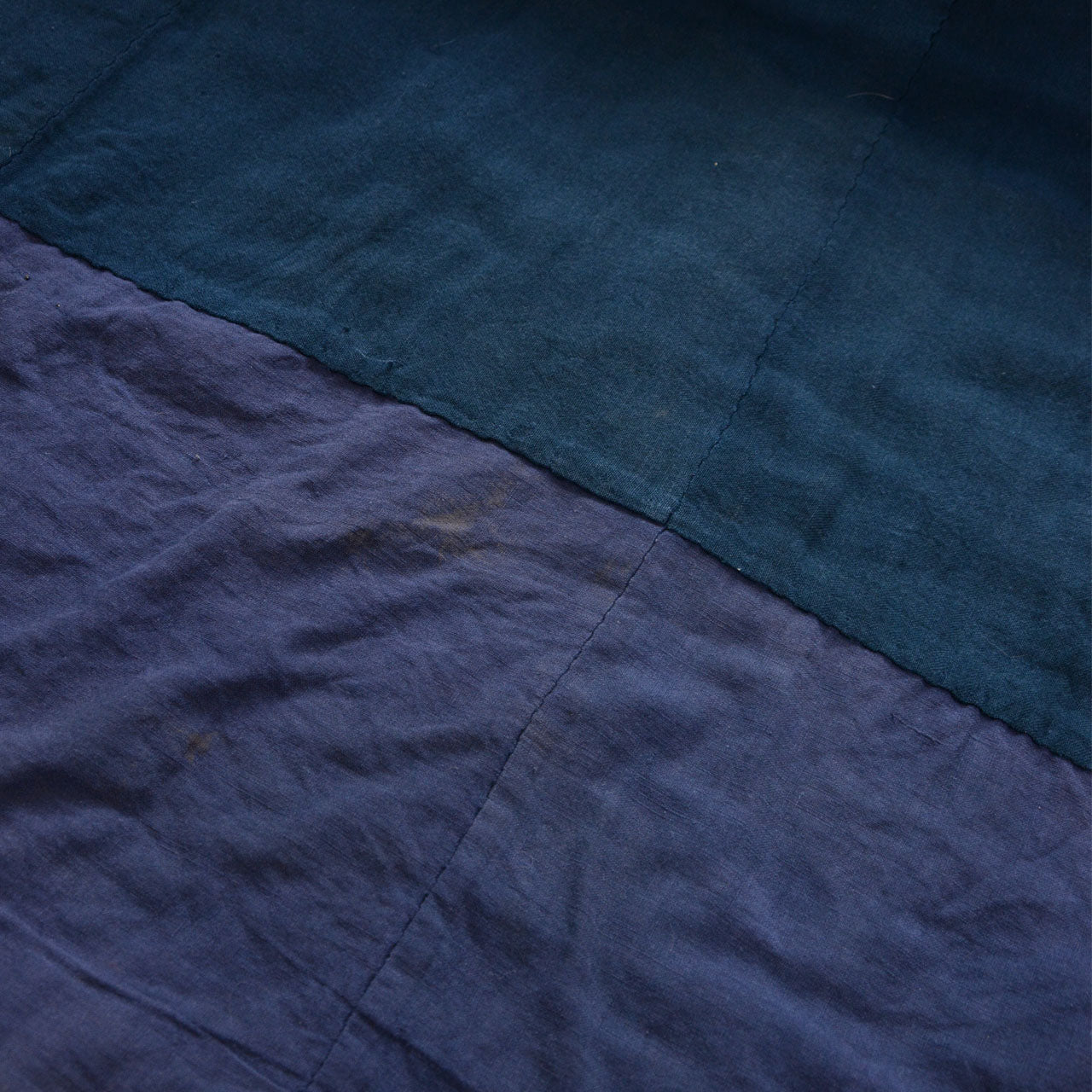 Close-up of lining fading and condition, vintage hanten padded jacket