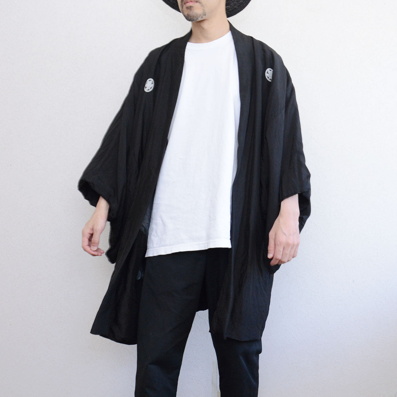 Men's Black Montsuki Haori – Five Crests, Kosenmon Lining | NAMBA