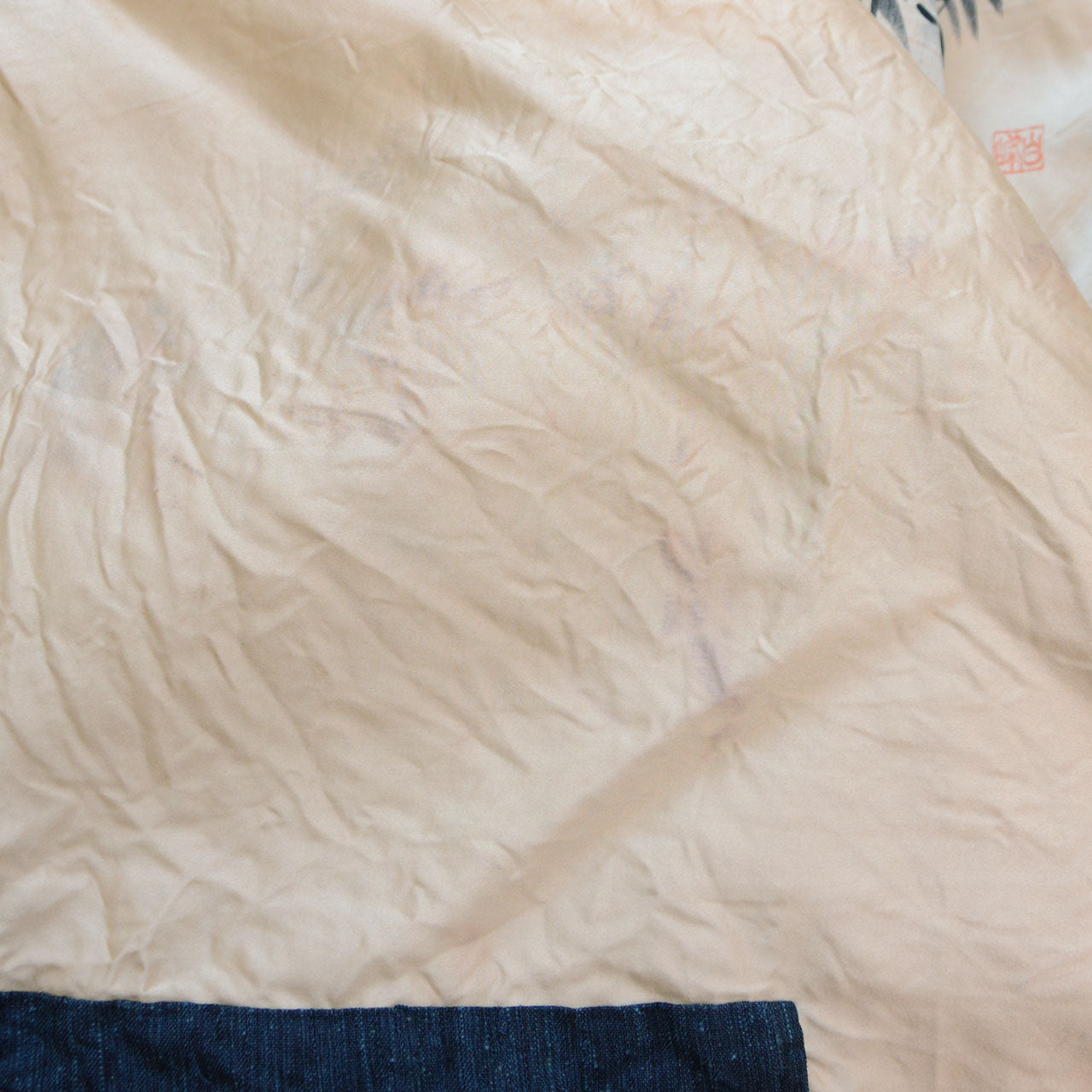 Sumi-e style bamboo and sparrow on haori jacket interior lining