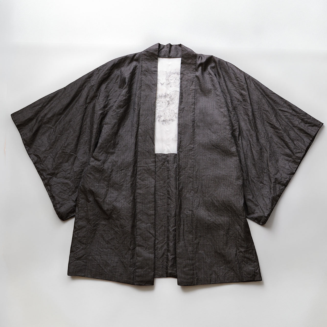 Japanese vintage haori jacket, men's, dark ground, open front silhouette