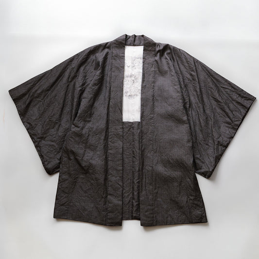 Japanese vintage haori jacket, men's, dark ground, open front silhouette