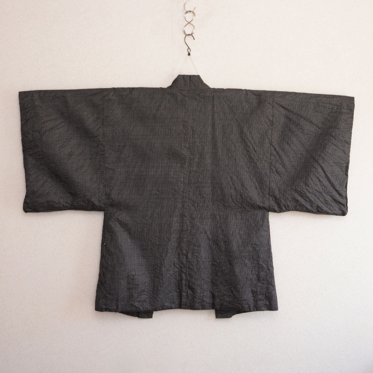 Men's vintage Japanese haori, ink-painted lining detail, Late Showa era
