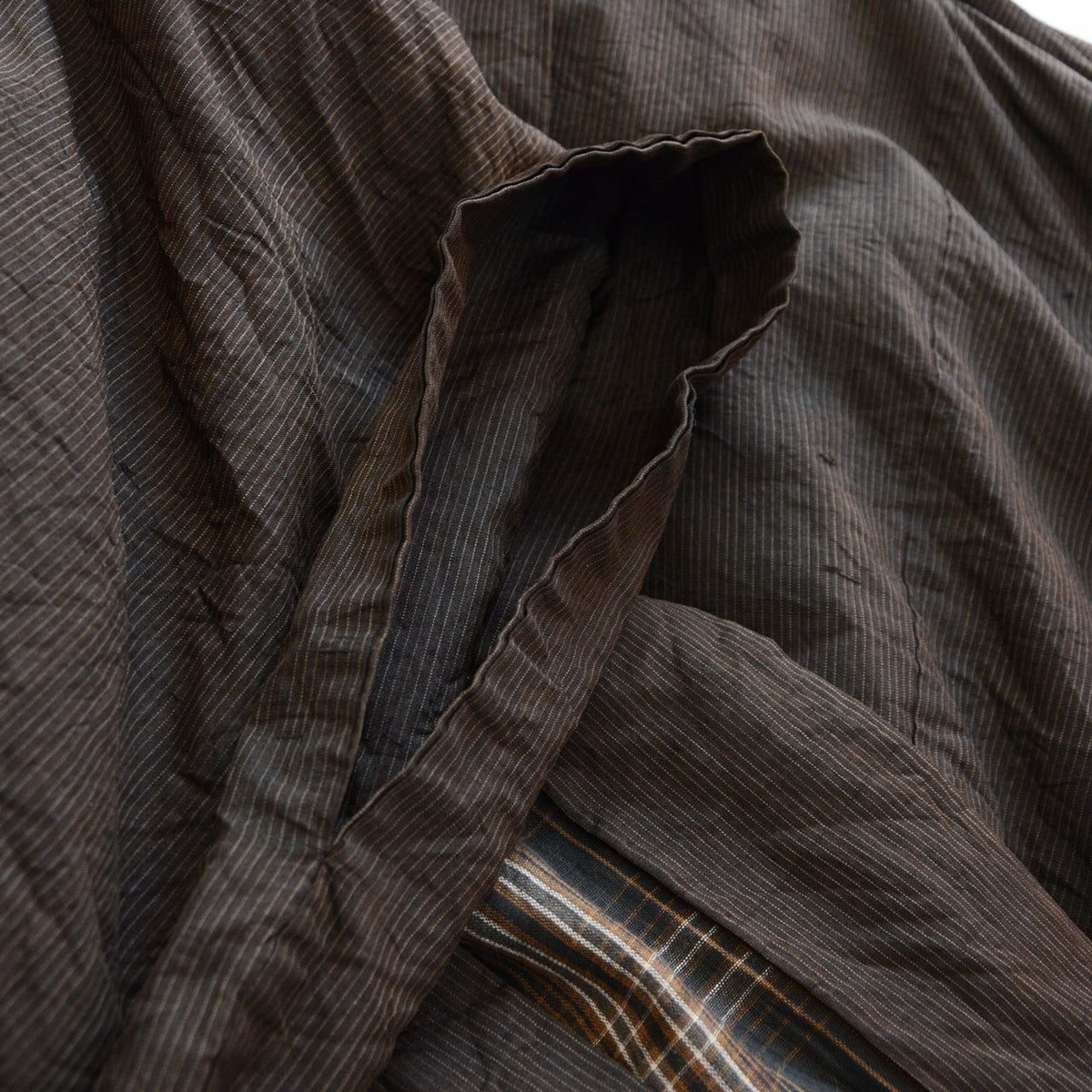 Sleeve opening and fine-striped fabric of a Showa-era men’s haori