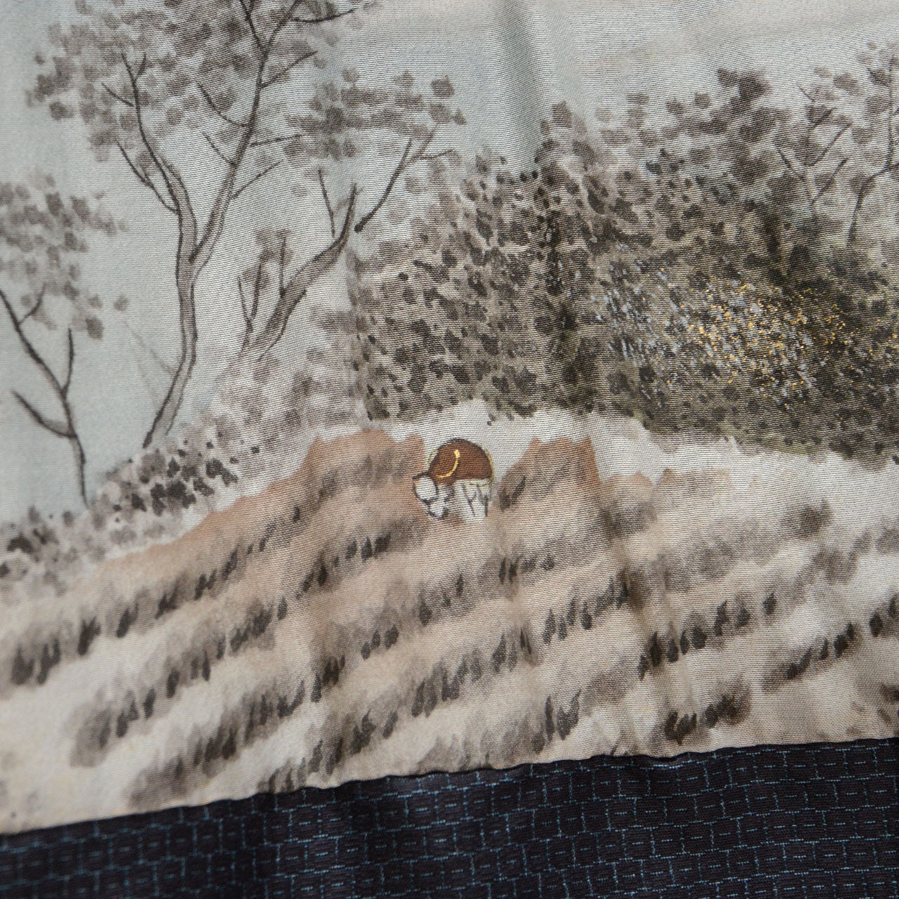 Vintage men's haori, wide sleeves, deep navy, Showa era
