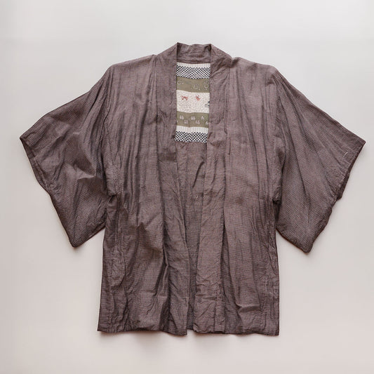 Haori jacket, rayon blend, understated tone outer fabric, laid flat, front view