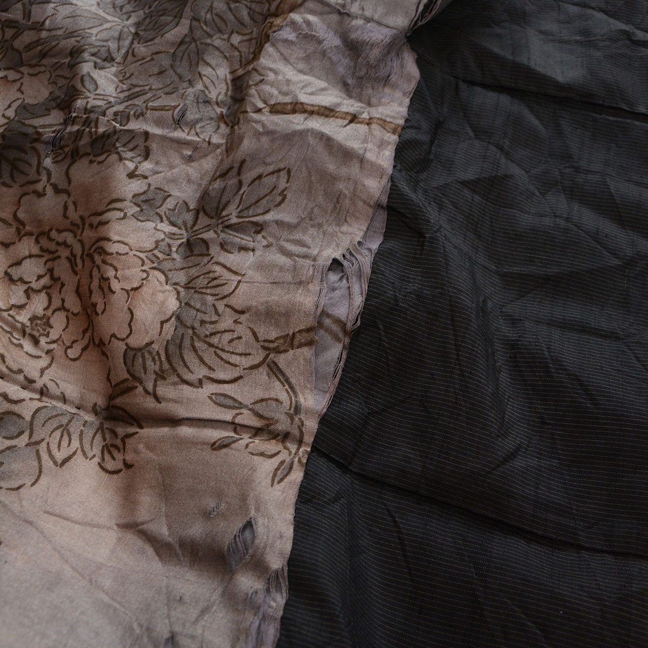 Haori jacket art piece from Japan with sparrow and flower design