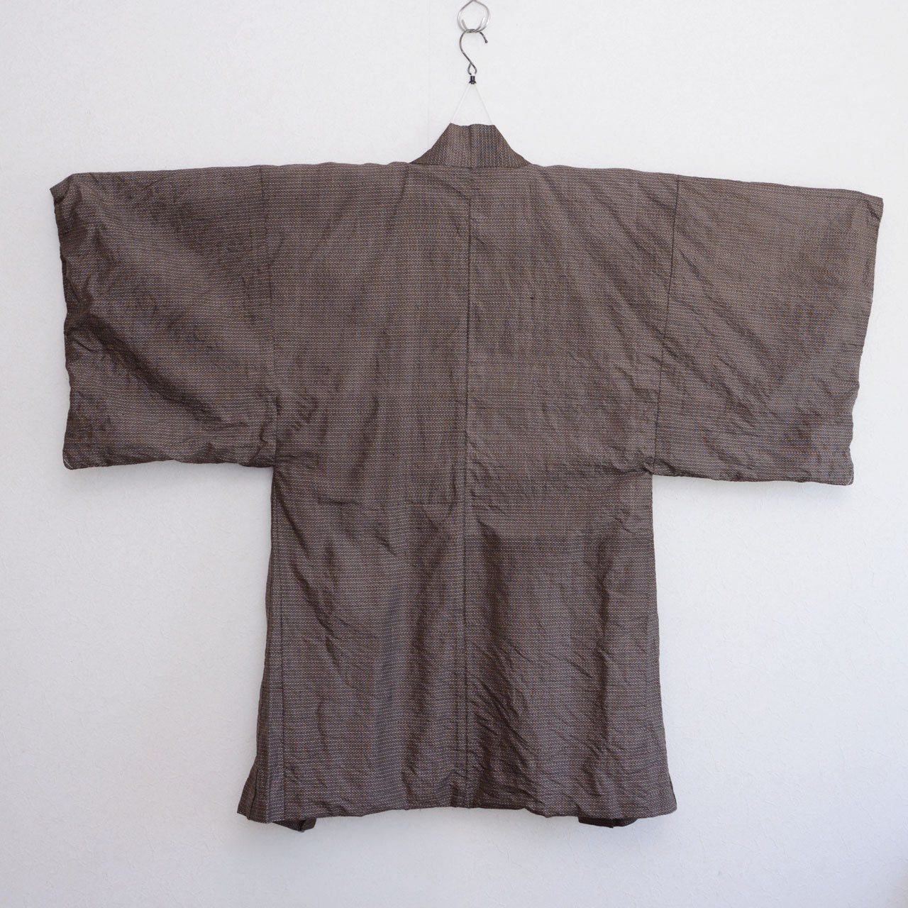 Men's vintage haori, brown komon outer fabric, open-front Japanese jacket, Japan vintage
