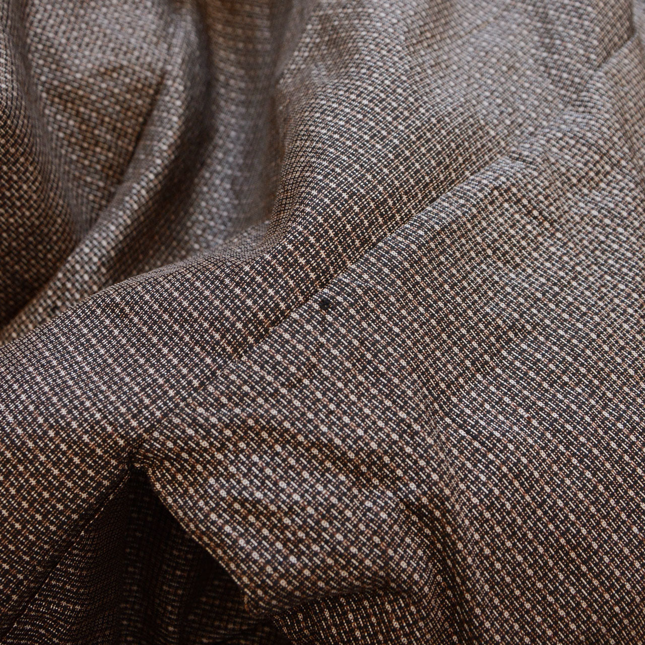 Japanese vintage haori for men, brown komon weave, silk blend, open-front silhouette