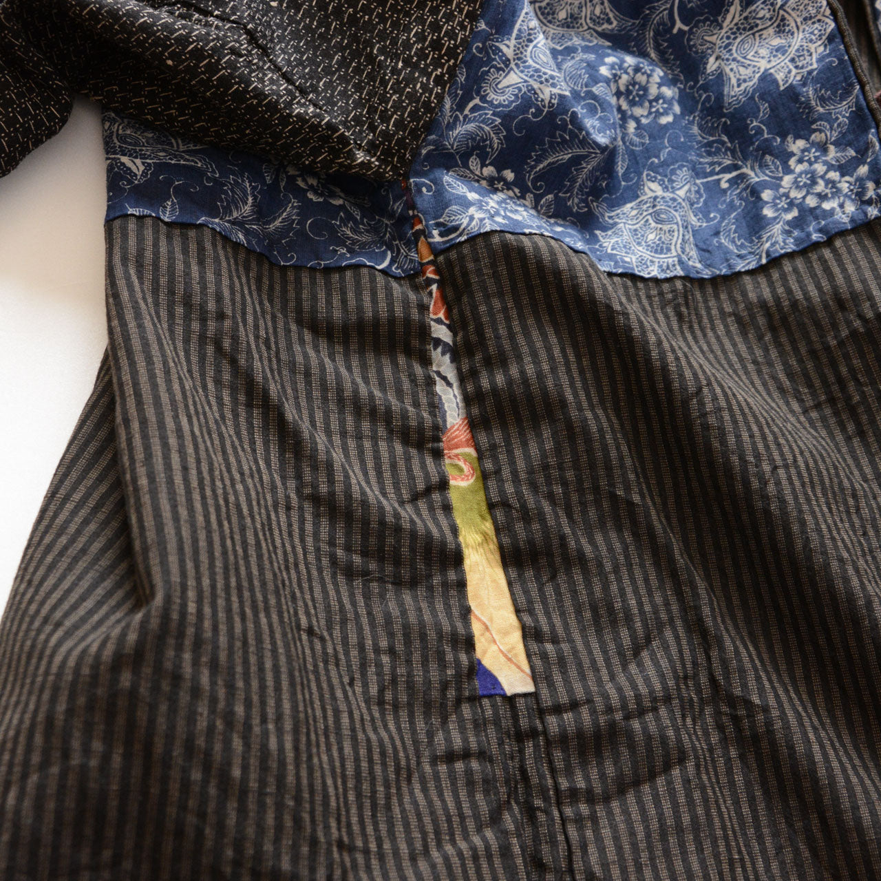Japanese Vintage Haori | Stripe Cotton Outer | Crazy Pattern Interior | Showa Period Tohoku