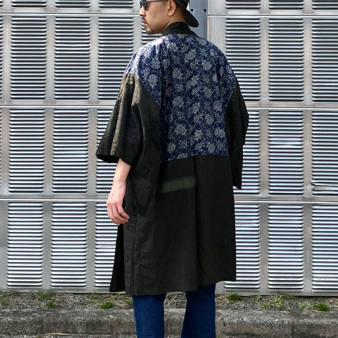 Japanese Cotton Haori | Stripe Weave | Crazy Patchwork Reverse | Early Showa Tohoku Vintage