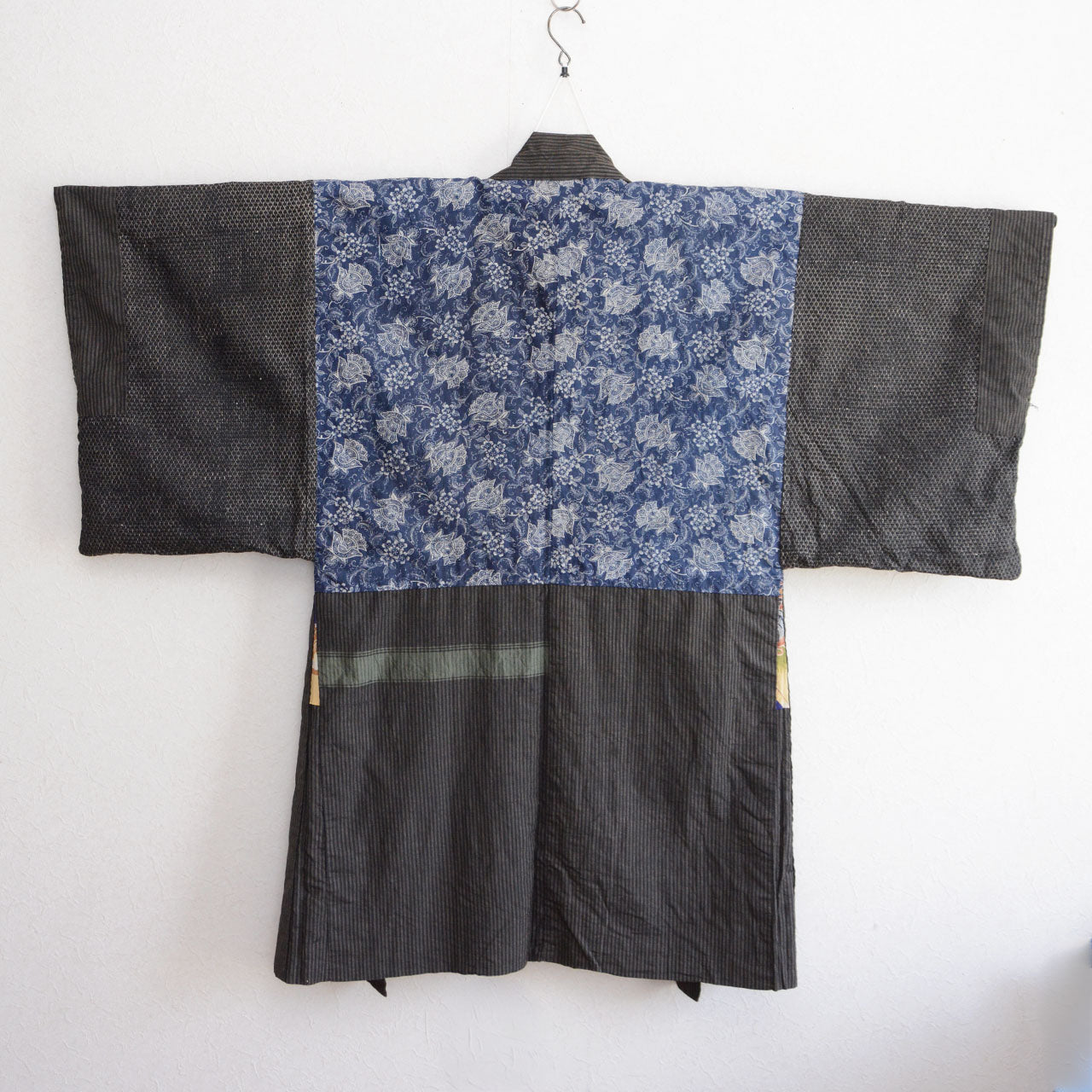 Japan Vintage Outer Garment | Cotton Stripe Haori | Crazy Patchwork Lining | Showa Era Tohoku