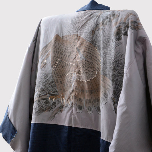 Haori Jacket Men with Eagle Motif Lining – Japanese Vintage